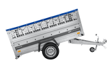 Leichter Anhänger auf Federn 230×125 UNITRAILER FORCE 230/R KIPP mit Gitterwänden, H-0-Rahmen und blauer Plane-Neu