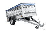 Leichter Anhänger auf Federn 230×125 UNITRAILER FORCE 230/R KIPP mit Gitterwänden, H-0-Rahmen und blauer Plane-Neu