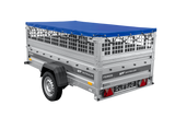Leichter Anhänger auf Federn 230×125 UNITRAILER FORCE 230/R KIPP mit Gitterwänden, H-0-Rahmen und blauer Plane-Neu