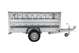 Leichter Anhänger auf Federn 230×125 UNITRAILER FORCE 230/R KIPP mit Gitterwänden, H-0-Rahmen und grauer Plane-Neu