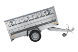 Leichter Anhänger auf Federn 230×125 UNITRAILER FORCE 230/R KIPP mit Gitterwänden, H-0-Rahmen und grauer Plane-Neu