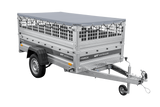 Leichter Anhänger auf Federn 230×125 UNITRAILER FORCE 230/R KIPP mit Gitterwänden, H-0-Rahmen und grauer Plane-Neu