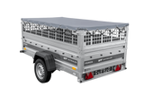 Leichter Anhänger auf Federn 230×125 UNITRAILER FORCE 230/R KIPP mit Gitterwänden, H-0-Rahmen und grauer Plane-Neu