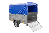 PKW-Anhänger 230×125 UNITRAILER GARDEN 230 FD mit BIS-Bordwänden, H-800-Gestell und blauer Plane-Neu