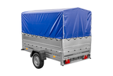 PKW-Anhänger 230×125 UNITRAILER GARDEN 230 FD mit BIS-Bordwänden, H-800-Gestell und blauer Plane-Neu