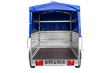 PKW-Anhänger 230×125 UNITRAILER GARDEN 230 FD mit BIS-Bordwänden, H-800-Gestell und blauer Plane-Neu