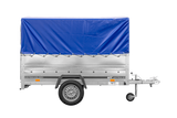 PKW-Anhänger 230×125 UNITRAILER GARDEN 230 FD mit BIS-Bordwänden, H-800-Gestell und blauer Plane-Neu