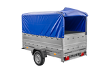 PKW-Anhänger 230×125 UNITRAILER GARDEN 230 FD mit BIS-Bordwänden, H-800-Gestell und blauer Plane-Neu