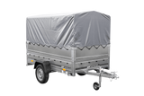 PKW-Anhänger 230×125 UNITRAILER GARDEN 230 FD mit BIS-Seiten, H-800-Gestell und grauer Plane-Neu