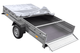 PKW Anhänger 264×150 UNITRAILER GARDEN 265 KIPP mit Flachplanenträger und grauer Plane-Neu