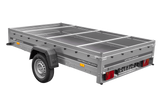 PKW Anhänger 264×150 UNITRAILER GARDEN 265 KIPP mit Flachplanenträger und grauer Plane-Neu