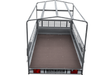 PKW-Anhänger 264×150 UNITRAILER GARDEN 265 KIPP mit Gitteraufsatz, Hochspriegel H-800 und blauer Plane-Neu