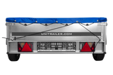 PKW Anhänger auf Blattfedern 200×125 UNITRAILER GARDEN 201/R KIPP mit H-0 Rahmen und blauer Plane-Neu