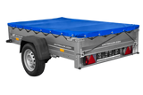 PKW Anhänger auf Blattfedern 200×125 UNITRAILER GARDEN 201/R KIPP mit H-0 Rahmen und blauer Plane-Neu