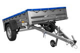 PKW Anhänger auf Blattfedern 200×125 UNITRAILER GARDEN 201/R KIPP mit H-0 Rahmen und blauer Plane-Neu