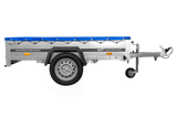 PKW Anhänger auf Blattfedern 200×125 UNITRAILER GARDEN 201/R KIPP mit H-0 Rahmen und blauer Plane-Neu