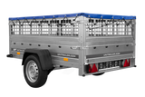 PKW-Anhänger auf Federn 200×125 UNITRAILER GARDEN 201/R KIPP mit Gitterwänden, H-0-Rahmen und blauer Plane-Neu