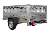 PKW-Anhänger auf Federn 200×125 UNITRAILER GARDEN 201/R KIPP mit Gitterwänden, H-0-Rahmen und grauer Plane-Neu