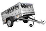 PKW-Anhänger auf Federn 200×125 UNITRAILER GARDEN 201/R KIPP mit Gitterwänden, H-0-Rahmen und grauer Plane-Neu