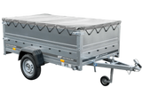 PKW-Anhänger auf Federn 230×125 UNITRAILER GARDEN 230/R KIPP mit BIS-Seiten, H-0-Rahmen und grauer Plane-Neu
