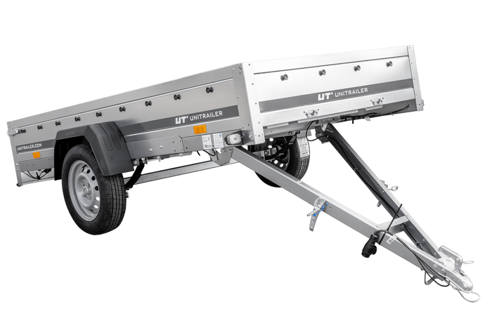 PKW-Anhänger auf Federn 264×125 UNITRAILER GARDEN 264/R KIPP mit H-1100-Rahmen und grauer Plane-Neu