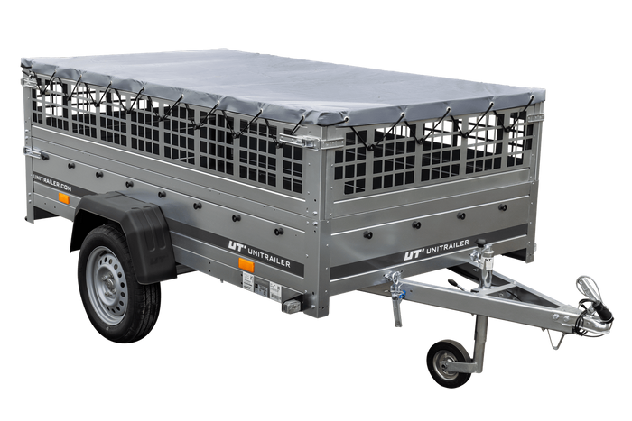 Pkw-Anhänger GARDEN TRAILER 230 KIPP mit Laubgitteraufsatz, Stützrad, Flachplane und Planenträgern-Neu