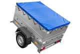 Pkw Anhänger Neu GARDEN TRAILER 150 KIPP mit zusätzlichen Bordwänden, Stützrad und blauer Flachplane-Neu