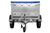 Pkw Anhänger Neu GARDEN TRAILER 150 KIPP mit zusätzlichen Bordwänden, Stützrad und blauer Flachplane-Neu