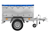 Pkw Anhänger Neu GARDEN TRAILER 150 KIPP mit zusätzlichen Bordwänden, Stützrad und blauer Flachplane-Neu