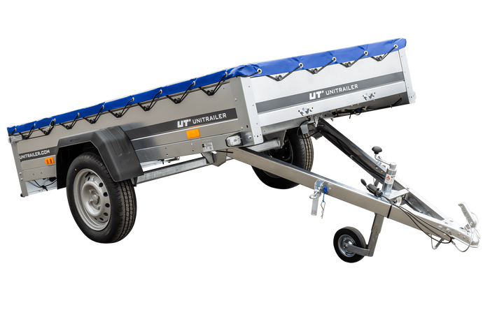 Pkw-Kippanhänger Garden Trailer 230 KIPP [230 cm x 125 cm] mit Flachplane, Stützrad und Planenträger-Neu