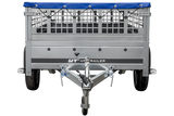 Pkw Transport Anhänger 230×125 Garden Trailer 230 KIPP mit Laubgitteraufsatz, blauer Flachplane, Planenträgern und Stützrad-Neu
