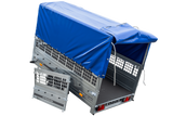 Planenanhänger 230×125 Garden Trailer 230 KIPP mit Laubgitteraufsatz, blauer Hochplane, Hochspriegel und Stützrad-Neu