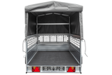 Planenanhänger 230×125 Garden Trailer 230 KIPP mit Laubgitteraufsatz, grauer Hochplane, Hochspriegel und Stützrad-Neu