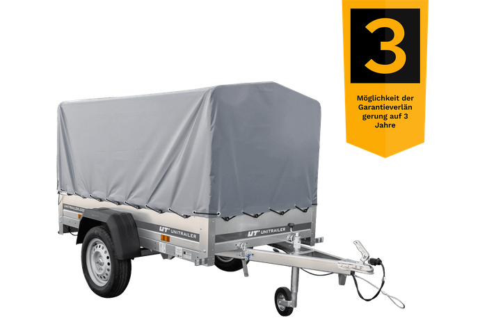 Tieflader Pkw Anhänger Garden Trailer 200 KIPP 200×106 cm 750 kg [mit Hochspriegel, Hochplane und Stützrad]-Neu