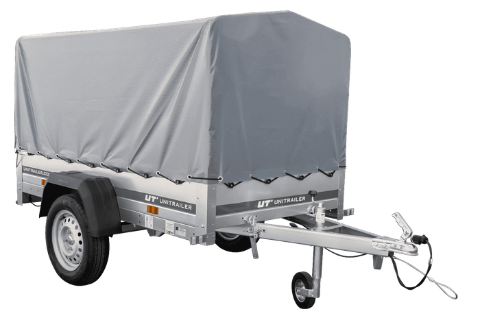 Tieflader Pkw Anhänger Garden Trailer 200 KIPP 200×106 cm 750 kg [mit Hochspriegel, Hochplane und Stützrad]-Neu