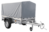 Tieflader Pkw Anhänger Garden Trailer 200 KIPP 200×106 cm 750 kg [mit Hochspriegel, Hochplane und Stützrad]-Neu