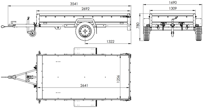 Trailer Anhänger GARDEN TRAILER 264 KIPP mit Gitteraufsatz und Stützrad-Neu