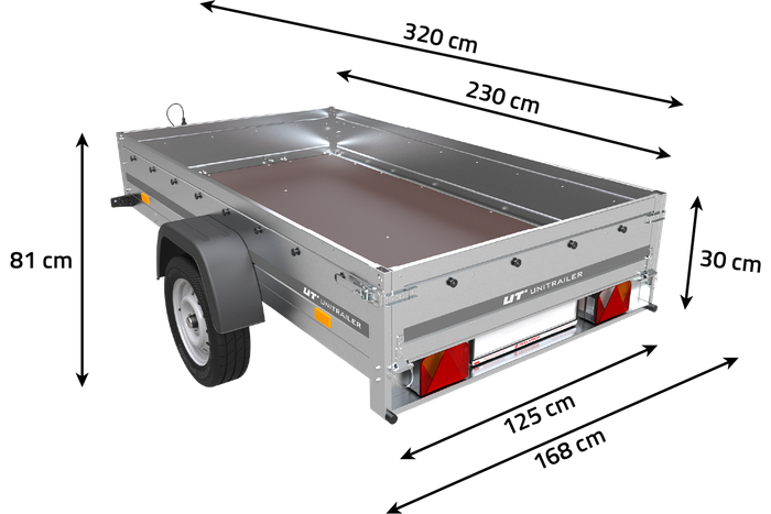 Transport Anhänger 230×125 Garden Trailer 230 KIPP Unitrailer 750 kg-Neu