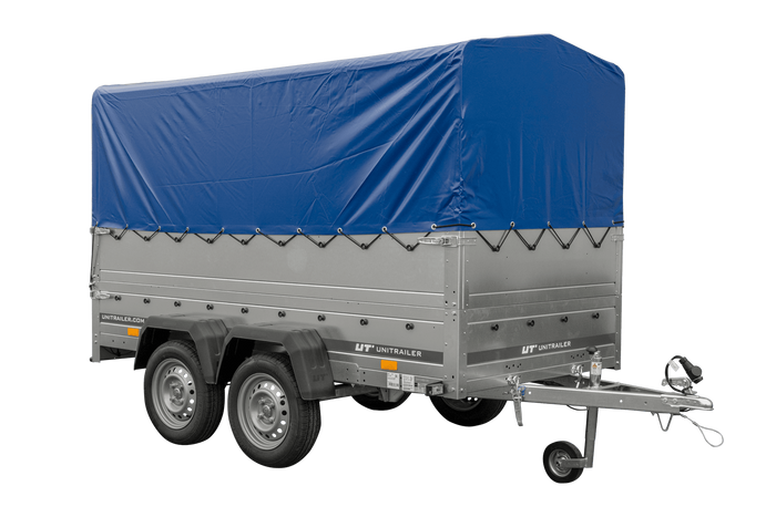 UNITRAILER GARDEN TRAILER 264/2 KIPP Doppelachsanhänger mit Stützrad, zusätzlichen Bordwänden, Spriegel und hoher Plane-Neu