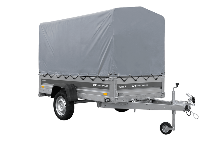 Ungebremster Anhänger 230×125 UNITRAILER FORCE 230 KIPP mit H-1100 Rahmen und grauer Hochplane-Neu