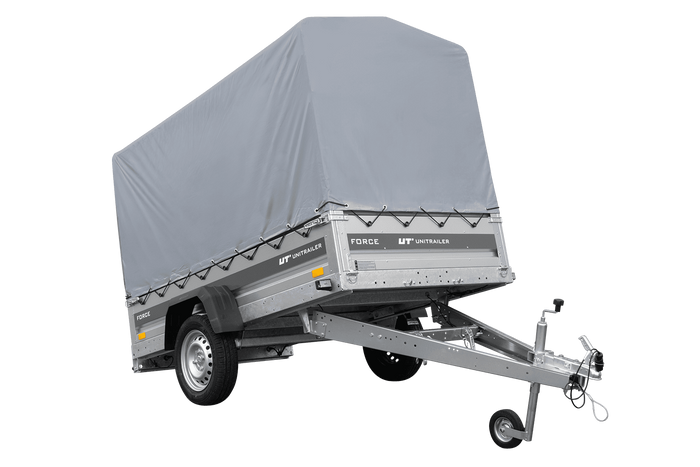 Ungebremster Anhänger 230×125 UNITRAILER FORCE 230 KIPP mit H-1100 Rahmen und grauer Hochplane-Neu