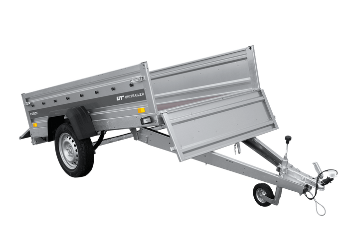 Ungebremster Anhänger 230×125 UNITRAILER FORCE 230 KIPP mit H-1100 Spriegel und blauer Hochplane-Neu
