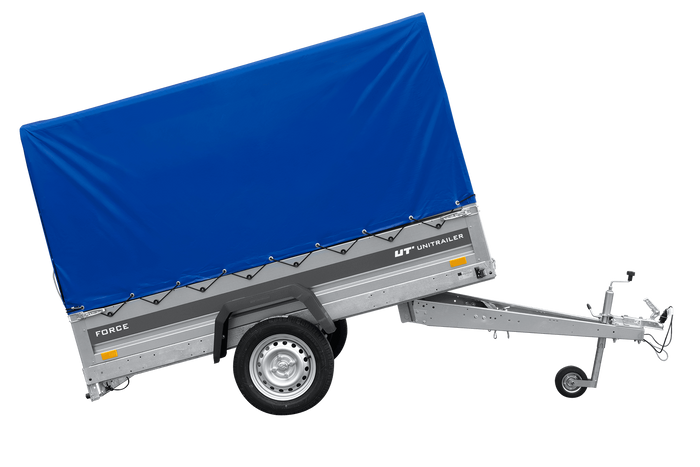 Ungebremster Anhänger 230×125 UNITRAILER FORCE 230 KIPP mit H-1100 Spriegel und blauer Hochplane-Neu