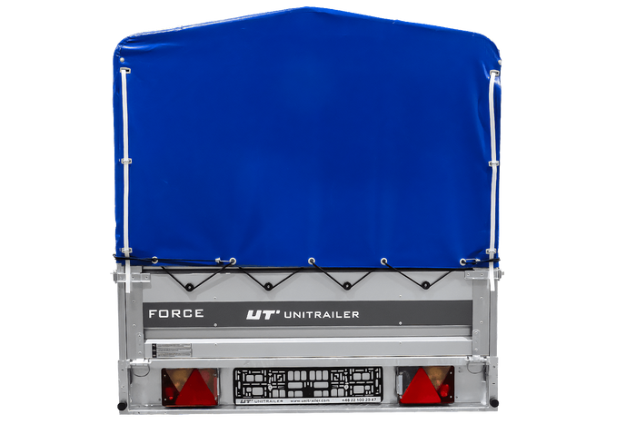 Ungebremster Anhänger 264×125 UNITRAILER FORCE 264 KIPP mit H-800 Spriegel und blauer Hochplane-Neu