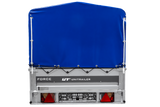 Ungebremster Anhänger 264×125 UNITRAILER FORCE 264 KIPP mit H-800 Spriegel und blauer Hochplane-Neu