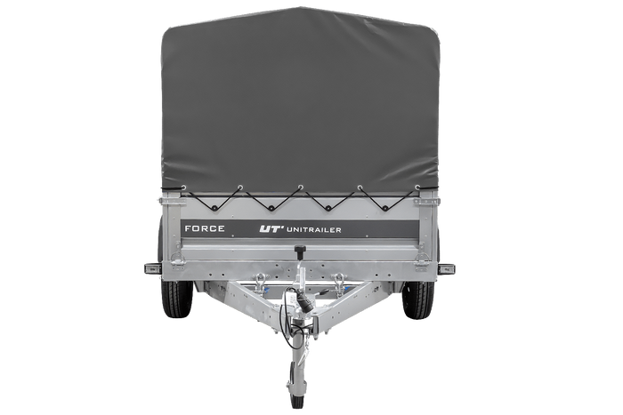 Ungebremster Anhänger 264×125 UNITRAILER FORCE 264 KIPP mit H-800 Spriegel und grauer Hochplane-Neu