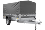 Ungebremster Anhänger 264×125 UNITRAILER FORCE 264 KIPP mit H-800 Spriegel und grauer Hochplane-Neu