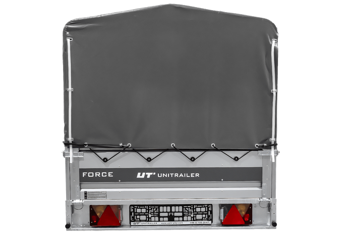 Ungebremster Anhänger 264×125 UNITRAILER FORCE 264 KIPP mit H-800 Spriegel und grauer Hochplane-Neu
