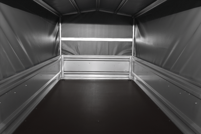 Ungebremster Anhänger 264×125 UNITRAILER FORCE 264 KIPP mit H-800 Spriegel und grauer Hochplane-Neu