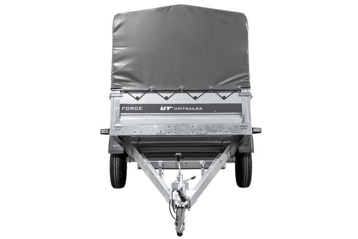 Ungebremster Anhänger 264×125 UNITRAILER FORCE 264 KIPP mit H-800 Spriegel und grauer Hochplane-Neu